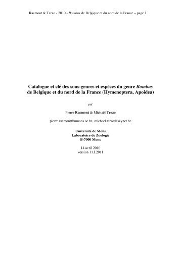 Rasmont & Terzo -2010 -Bombus de Belgique et du nord de la ...