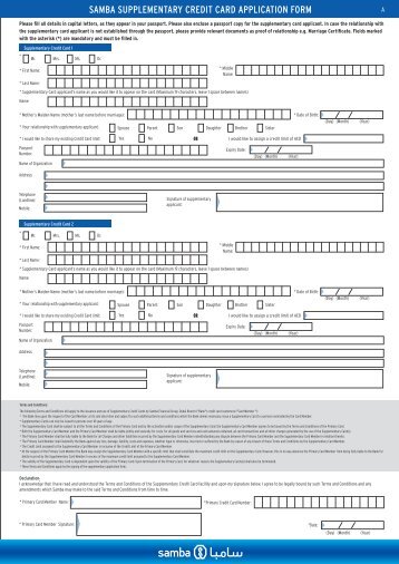 2. Supplementary Credit Card Application Form (PDF-198KB) - Samba