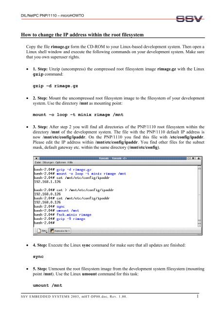 How To Change The Ip Address Within The Root Filesystem Dil Netpc