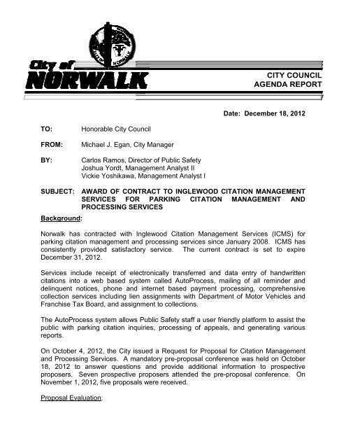 Parking Citation Management And Processing City Of Norwalk