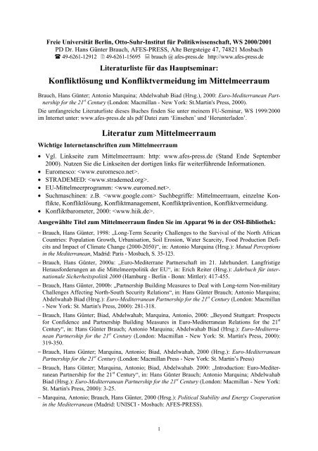 KonfliktlÃ¶sung und Konfliktvermeidung im Mittelmeerraum Literatur ...