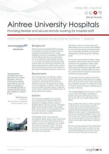 Aintree University Hospitals - Cryptzone Case Study - Espion