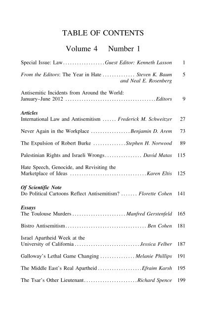 Volume 4 No 1 - Journal for the Study of Antisemitism