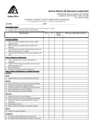 General School Safety Inspection Checklist - School District 68