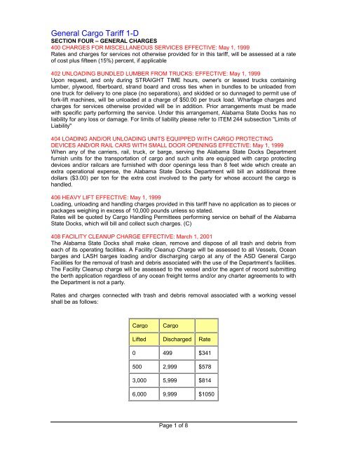 General Cargo Tariff 1-D - Alabama State Port Authority