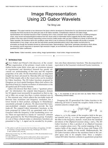 Image Representation Using 2D Gabor Wavelets - Center for