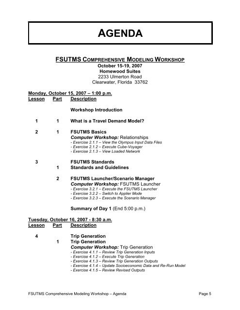 FSUTMS Comprehensive Modeling Workshop - Cambridge ...