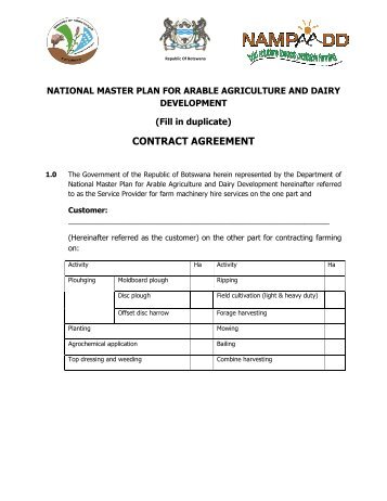 contract agreement form - Ministry of Agriculture