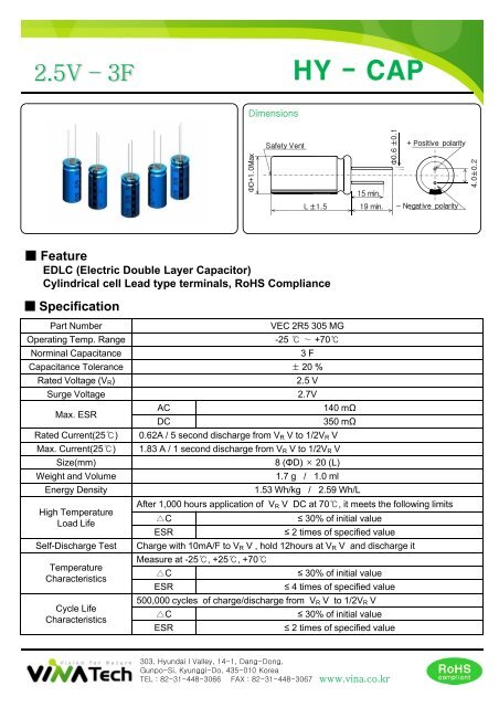 Download VINATECH ultracapacitors catalogue - Manudax