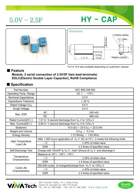 Download VINATECH ultracapacitors catalogue - Manudax