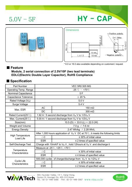 Download VINATECH ultracapacitors catalogue - Manudax