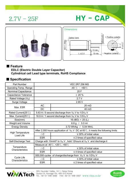 Download VINATECH ultracapacitors catalogue - Manudax