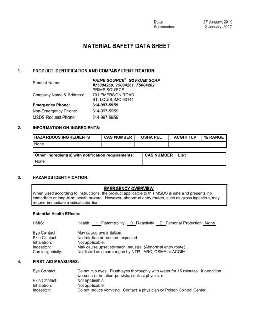 MSDS Form (ENG) - Amre Supply