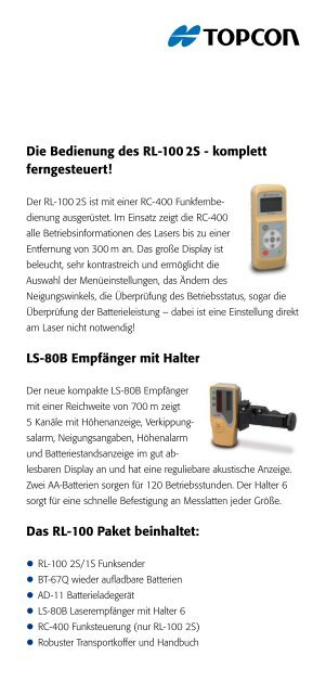 RL-100 2S RL-100 1S - Topcon Positioning