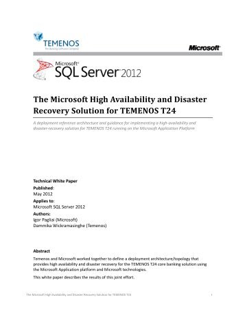 TEMENOS T24 and Microsoft SQL Server - Download Center ...