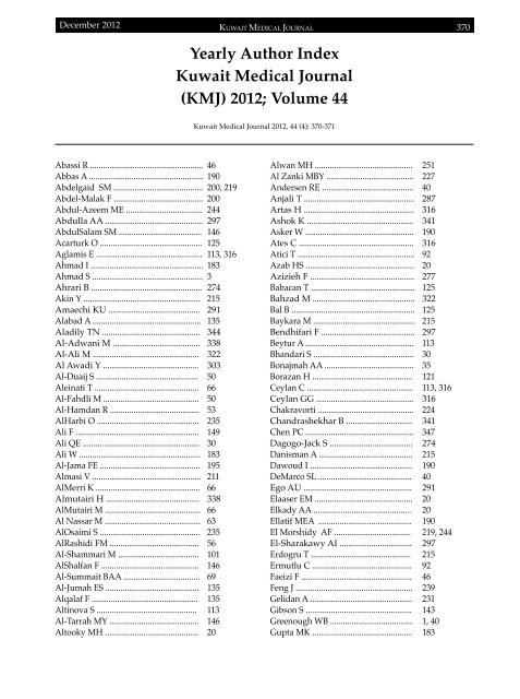 Vol 44 # 4 December 2012 - Kma.org.kw