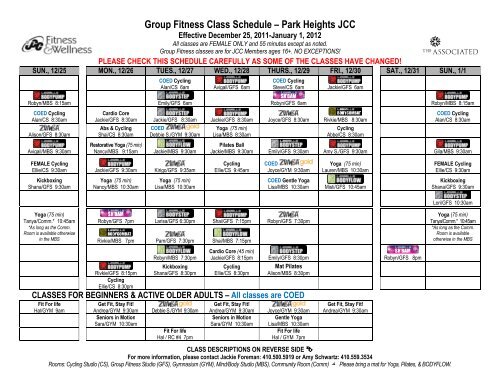 Group Fitness Class Schedule â Park