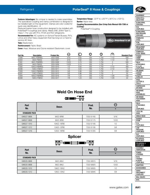 PolarSealÃ‚Â® II Hose & Couplings