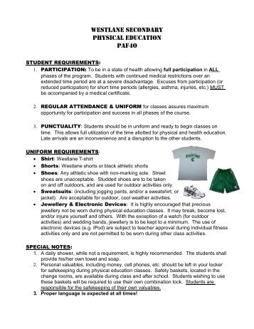 Grade 12 Fitness Course Description - WESTLANE Secondary School