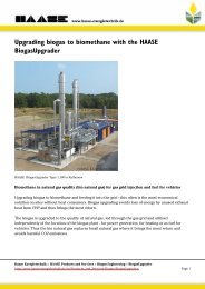 Upgrading biogas to biomethane with the HAASE BiogasUpgrader