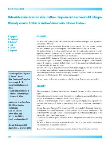 Osteosintesi mini-invasiva delle fratture complesse intra-articolari ...