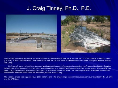 Marin-Herrera Water Award - Recipient Craig Tinney, Ph.D, P.E.