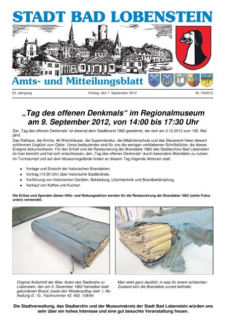 im Regionalmuseum am 9. September 2012, von ... - Bad Lobenstein