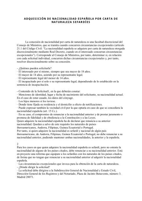 La concesión de nacionalidad por carta de naturaleza es ... - Evous