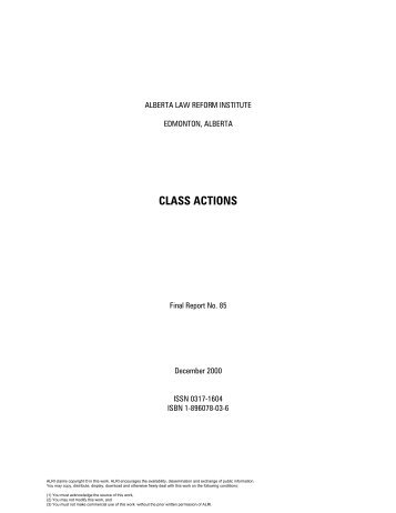 Class Actions (December 2000) - University of Alberta