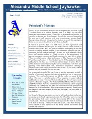 Download the newsletter - Alexandra Middle School
