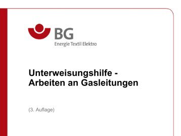 Unterweisungshilfe - Arbeiten an Gasleitungen - BG ETEM B-EW