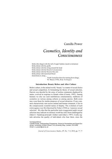 Cosmetics, Identity and Consciousness - Radical Anthropology Group