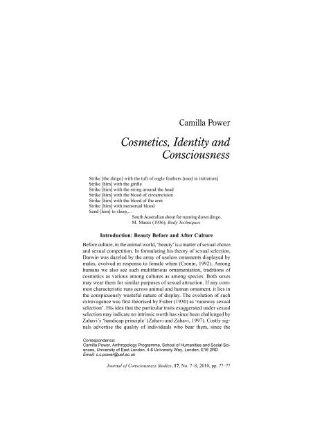 Cosmetics, Identity and Consciousness - Radical Anthropology Group