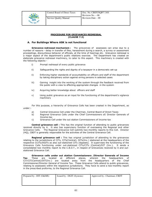 Grievance Redressal Income Tax Department