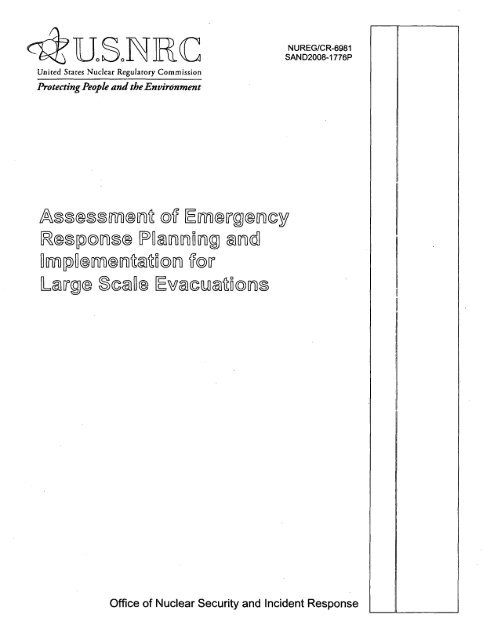 U.S. NRC Assessment of Emergency Response Planning and ...