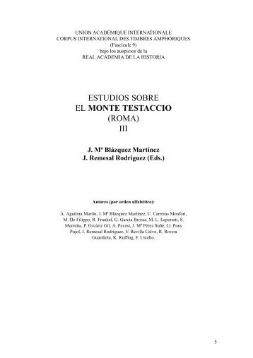 ESTUDIOS SOBRE EL MONTE TESTACCIO (ROMA) III - ceipac