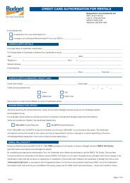 Credit Card Authorisation Form - Budget Rent a Car