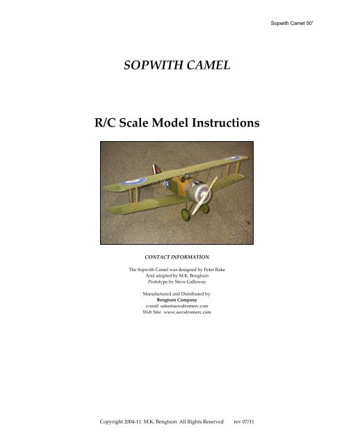 SOPWITH CAMEL R/C Scale Model Instructions - AerodromeRC