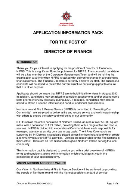 application information pack for the post of director of finance