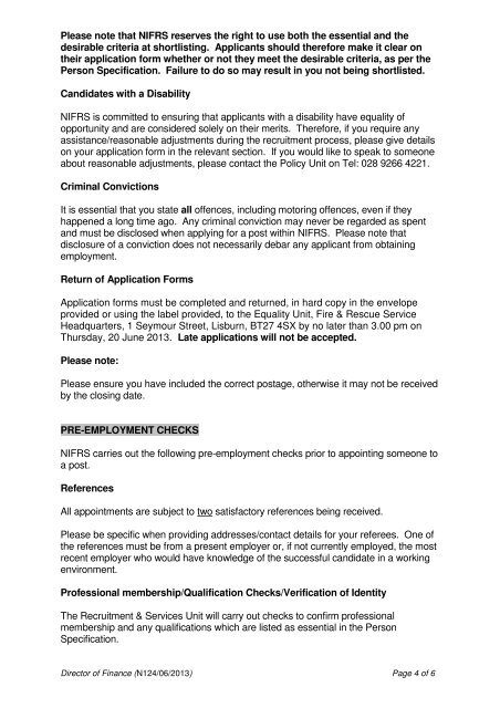 application information pack for the post of director of finance