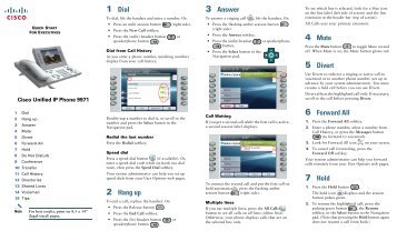 Cisco Unified IP Phone 9971 Quick Start for Executives for Cisco ...