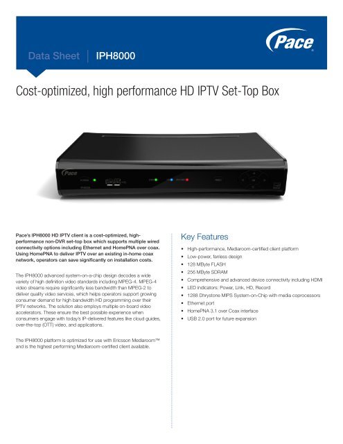 Data Sheet - Pace IPH8000 HD IPTV Set-Top Box