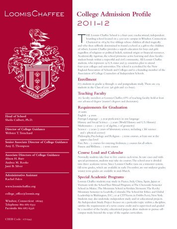 College Admission Profile 2011â12 - The Loomis Chaffee School