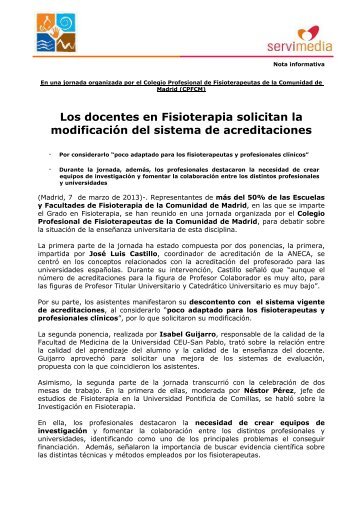 Descarga la nota de prensa en pdf - Colegio Profesional de ...