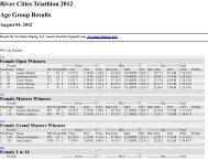 River Cities Triathlon 2012 Age Group Results - Sportspectrum