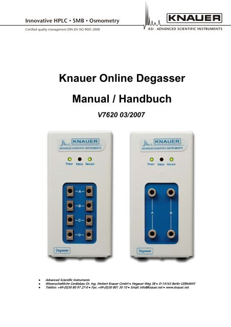 und 4-Kanal - Online Degasser - KNAUER.NET - Homepage of ...