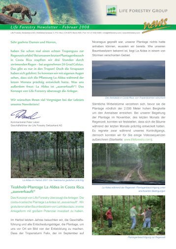 Life Forestry Newsletter - Februar 2008 Teakholz-Plantage La Aldea ...