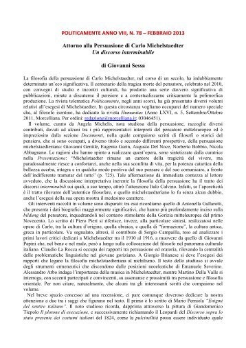 Recensione di Giovanni Sessa - Politicamente.Net