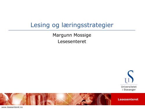 Lesing og lÃ¦ringsstrategier - Lesesenteret