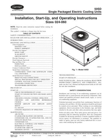 Installation, Start-Up, and Operating Instructions - Carrier